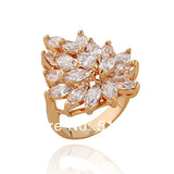 Leaf Rings for Women A961 - Big CZ 18K Plated Engagement Wedding