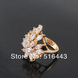 Leaf Rings for Women A961 - Big CZ 18K Plated Engagement Wedding