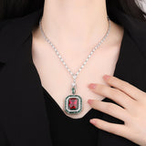 Vintage Emerald Ruby Pendant Chain Necklace for Women