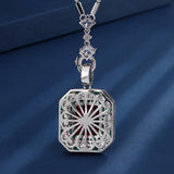 Vintage Emerald Ruby Pendant Chain Necklace for Women