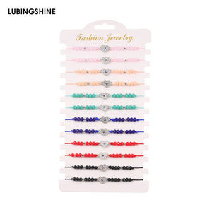 Cubic Zircon Love Heart Pendent Bracelet - 12 Pcs