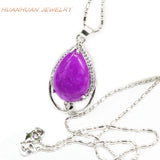 Women Stainless Steel Red Jade Stone Drop Pendant Necklace