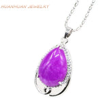 Women Stainless Steel Red Jade Stone Drop Pendant Necklace