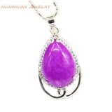 Women Stainless Steel Red Jade Stone Drop Pendant Necklace