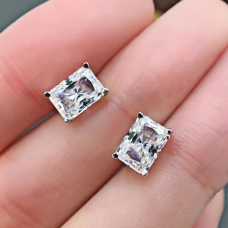 925 Silver Stud Earrings with Citrine Lab Diamond, Wedding Jewelry