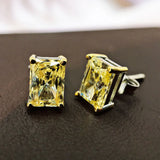 925 Silver Stud Earrings with Citrine Lab Diamond, Wedding Jewelry