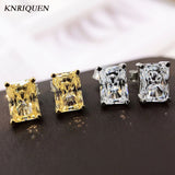 925 Silver Stud Earrings with Citrine Lab Diamond, Wedding Jewelry
