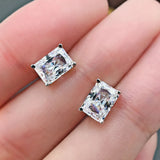 925 Silver Stud Earrings with Citrine Lab Diamond, Wedding Jewelry