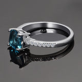 Peacock Aquamarine Zircon Ring for Wedding and Parties
