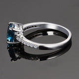 Peacock Aquamarine Zircon Ring for Wedding and Parties