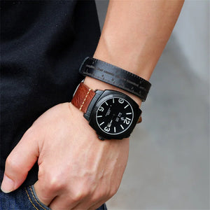 Caliper Shape Bracelets For Women Brown Leather Bracelet Men