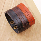 Caliper Shape Bracelets For Women Brown Leather Bracelet Men