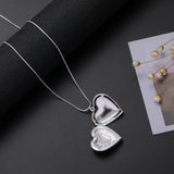 925 Sterling Silver Heart Photo Frame Pendant Necklace for Women