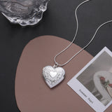 925 Sterling Silver Heart Photo Frame Pendant Necklace for Women