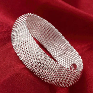 Vintage Round Bangle Sterling Silver Bracelet for Women