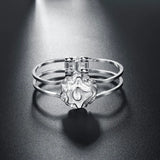 Rose Flower Bangles 925 Sterling Silver Cuff Bracelets