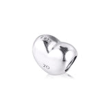 925 Silver Heart Bead Charms for Bracelets Necklaces