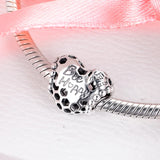 925 Silver Bee Happy Honeycomb Heart Charm for Bracelets Necklaces