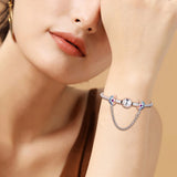 925 Sterling Silver Pink Fan Safety Chain Clip Bead for Bracelet Necklace