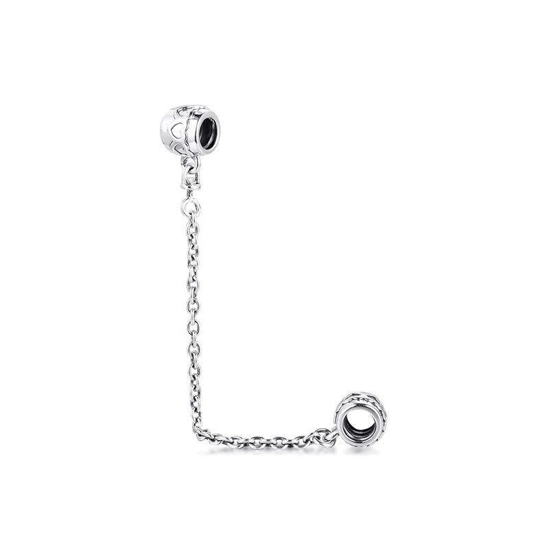 925 Sterling Silver Hearts Safety Chain Beads