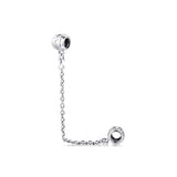 925 Sterling Silver Hearts Safety Chain Beads