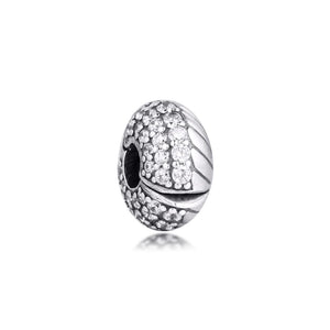 925 Silver Pave Snake Chain Clip Beads for Bracelets Necklaces