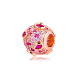925 Silver Rose Kiss Pave Bead for Bracelets Necklaces