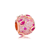 925 Silver Rose Kiss Pave Bead for Bracelets Necklaces