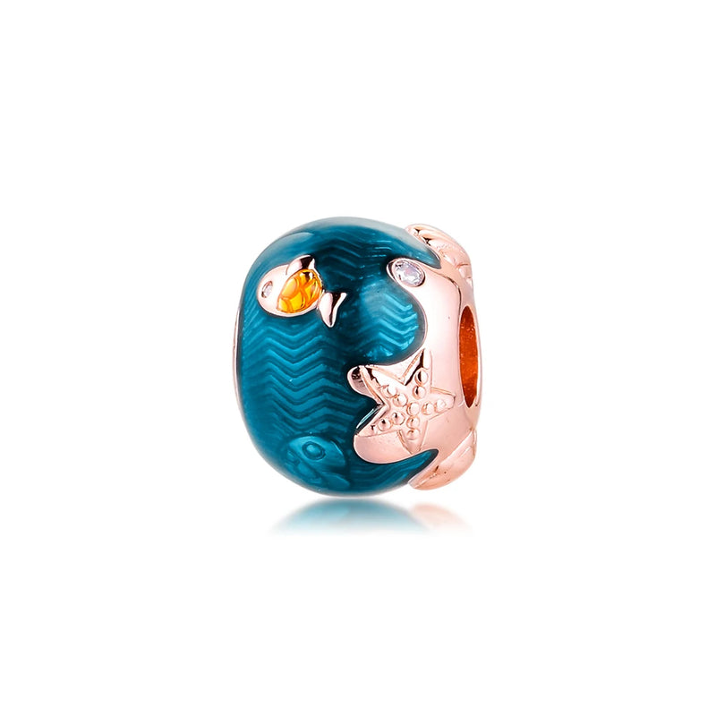 925 Silver Shimmering Ocean Waves & Fish Beads