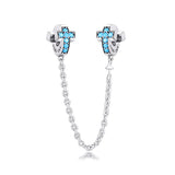Faith Cross Safety Chain Beads 925 Sterling Silver Jewelry