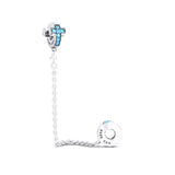 Faith Cross Safety Chain Beads 925 Sterling Silver Jewelry
