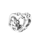 Love Mum Heart Beads 925 Sterling Silver Jewelry