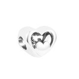 Heart & Script Bead Charms for Bracelets Necklaces 925 Sterling Silver Jewelry