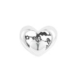 Heart & Script Bead Charms for Bracelets Necklaces 925 Sterling Silver Jewelry