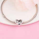 Heart & Script Bead Charms for Bracelets Necklaces 925 Sterling Silver Jewelry