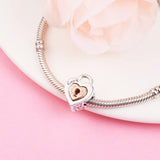 Two-tone Padlock Heart Beads 925 Sterling Silver Jewelry