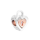Two-tone Padlock Heart Beads 925 Sterling Silver Jewelry