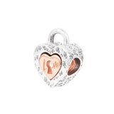 Two-tone Padlock Heart Beads 925 Sterling Silver Jewelry