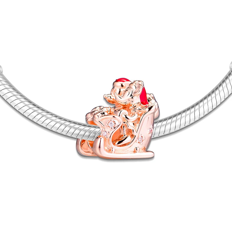 925 Sterling Silver Rose Sled Beads for Necklace Bracelets