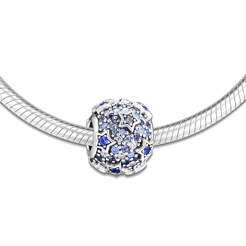 925 Silver Stars Pave Beads Charms for Jewelry