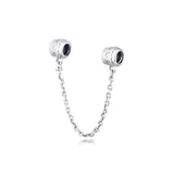 Hearts Safety Chain Beads 100% 925 Sterling-Silver-Jewelry