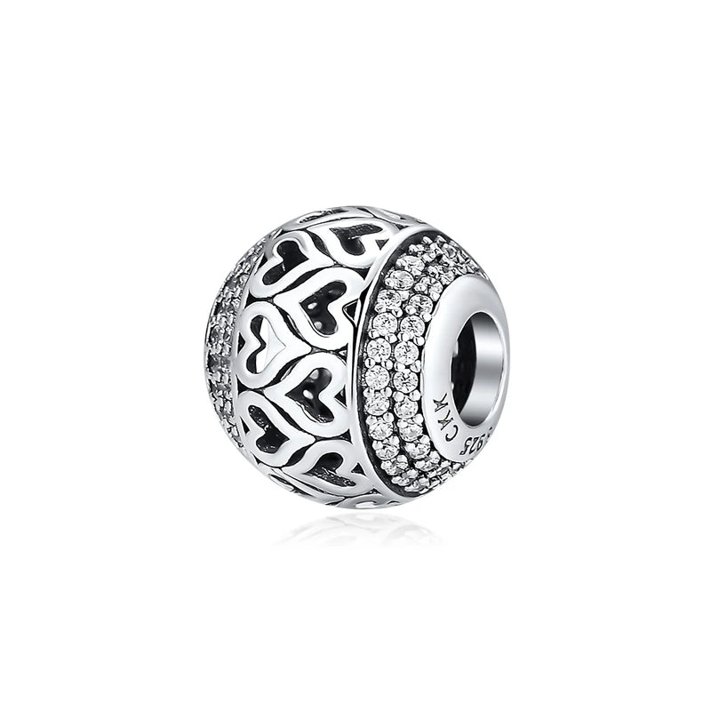 Luminous Hearts Beads 925 Silver Jewelry with CZ