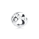 925 Sterling Silver Openwork Paw Print Bead Charm