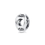 925 Sterling Silver Openwork Paw Print Bead Charm