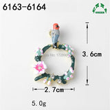 Bird Charms 10pcs Enamel Pendant with Crystal Circle Charms