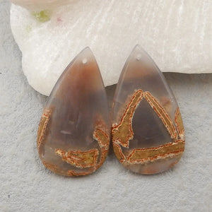 Natural Agate Teardrop Earrings Beads 30x17x3mm