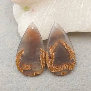 Natural Agate Teardrop Earrings Beads 30x17x3mm