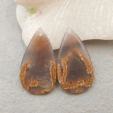 Natural Agate Teardrop Earrings Beads 30x17x3mm