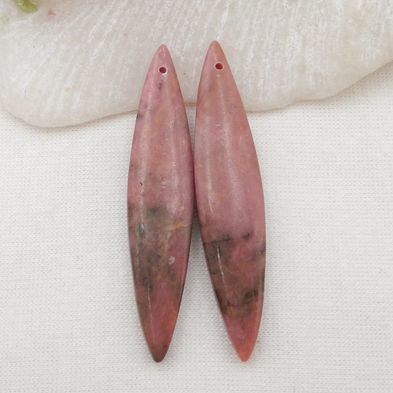 Natural Rhodonite Charms Women Long Earrings Bead Sets
