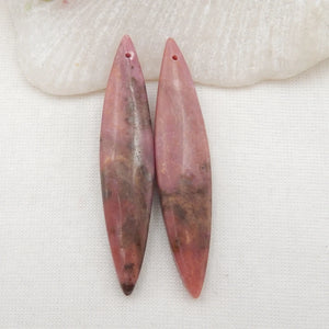 Natural Rhodonite Charms Women Long Earrings Bead Sets